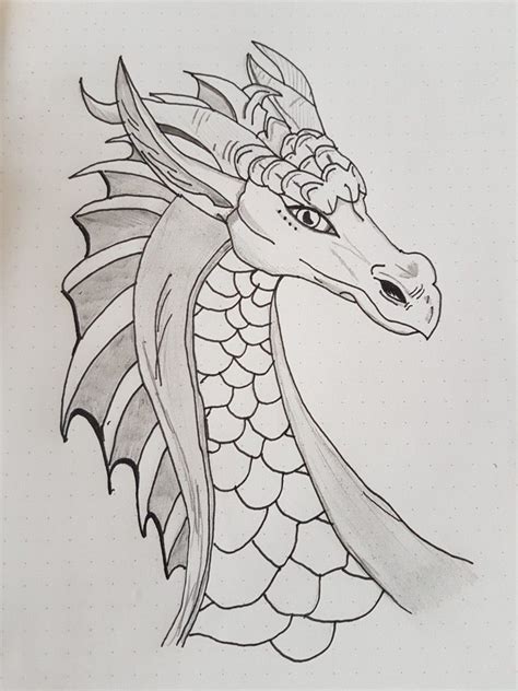 Pencil Simple Dragon Head Drawing Perangkat Sekolah