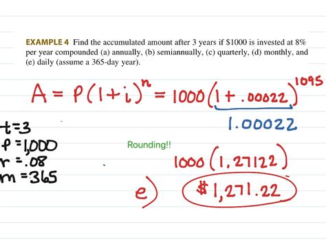 Compound Interest Example Multiple Compounding Periods Math Showme