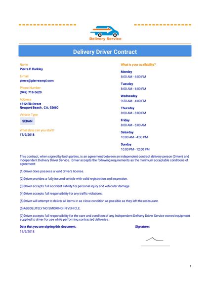 19+ sample training evaluation forms sample forms. Delivery Driver Contract - PDF Templates | JotForm