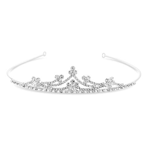 Jon Richard Silver Floral Crystal Cluster Small Tiara Jewellery From