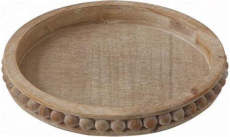 Creative Co Op Whitewashed Round Decorative Wood Tray Home