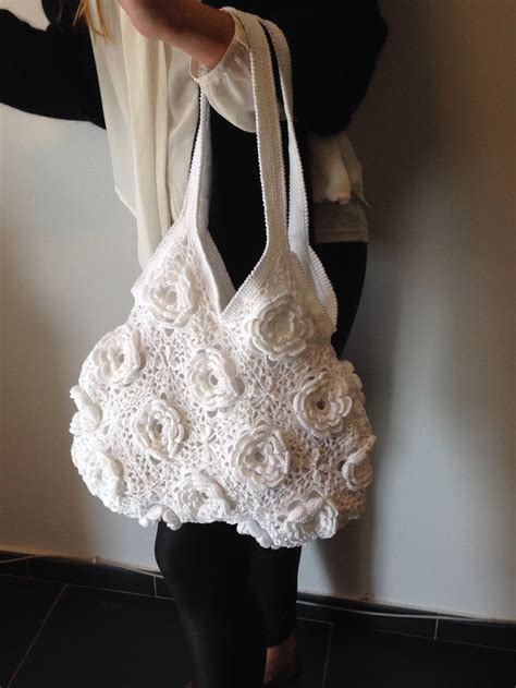 Crocheted Bag With Bloom Detail Crochet Bag Pattern Crochet Bags