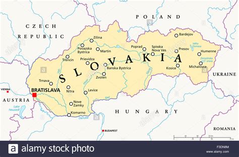 Risale al 1949 il primo ordinamento regionale della slovacchia, all'epoca unita alla repubblica ceca. La Slovacchia mappa politico con capitale Bratislava, le ...