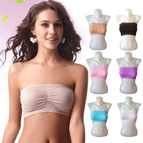 Padded Strapless Bandeau Boob Tube Sports Bra Colours Sizes Available