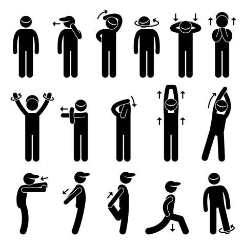 Body Stretching Exercise Stick Figure Pictogram Icon 348983 Vector Art
