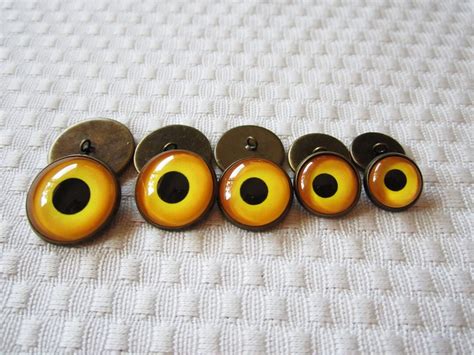 Sew On Glass Owl Eyes 20mm 18mm 16mm 14mm 12mm Loop Backed Glass Eyes Yellow Glass Eyes Etsy