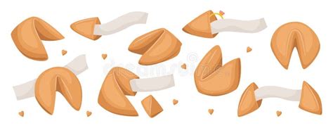 Set Of Chinese Fortune Cookies With Blank Paper Template Open And