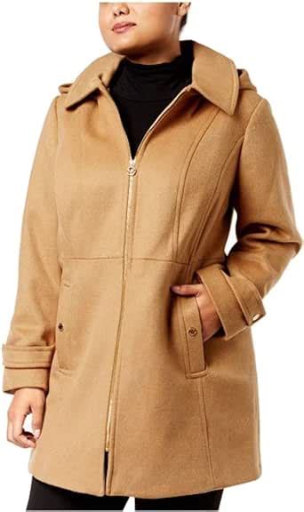 Michael Kors Womens Plus Size Zip Front Walker Coat Camel 3x At Amazon Womens Clothing Store