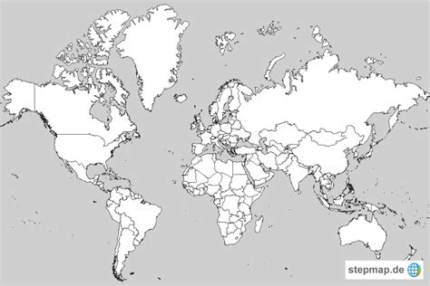 StepMap - Stumme Weltkarte - Landkarte für Welt