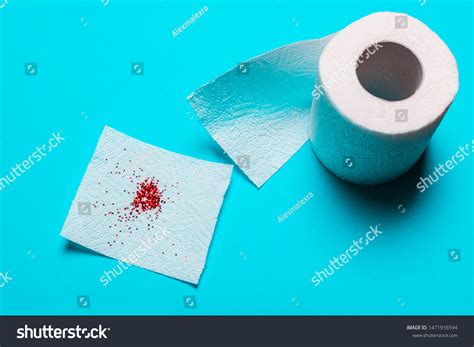 Hemorrhoids Treatment Concept Toilet Paper Blood Stock Photo 1471916594