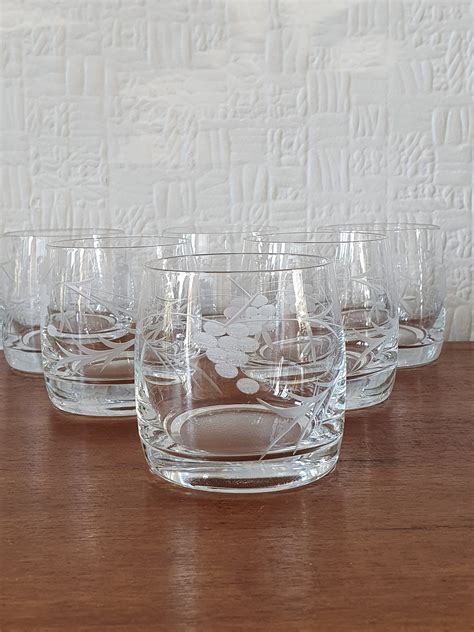 Lovely Set Of 10 Etched Glass Tumblers Or Water Glasses Etsy