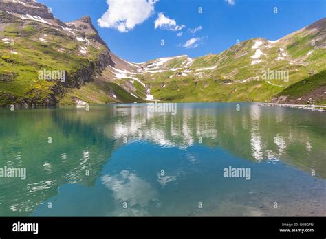 Mountain Lake In Swiss Alps Bachalpsee Grindelwald Switzerland Stock