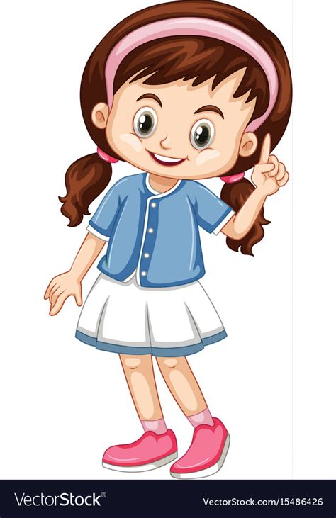 Little Girl Pointing Finger Up Royalty Free Vector Image