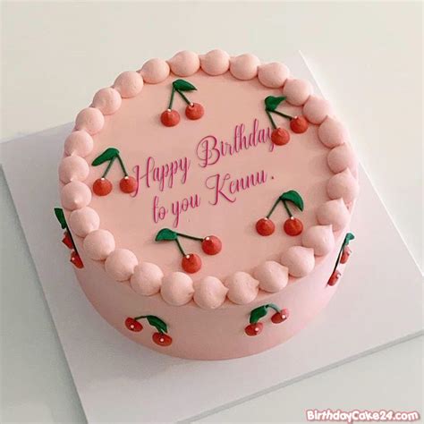Happy Birthday Cherry Cake Image With Name Editor Simple Birthday