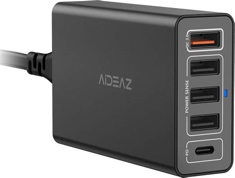 AIDEAZ Chargeur mural multi USB C à charge rapide W chargeur secteur USB portable ports