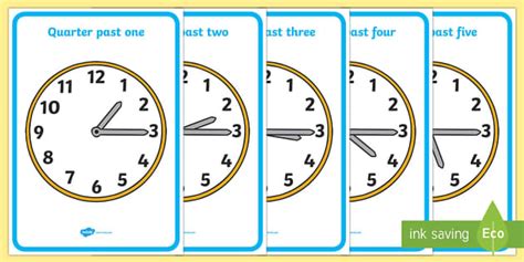 analogue clocks quarter past esl telling the time resources