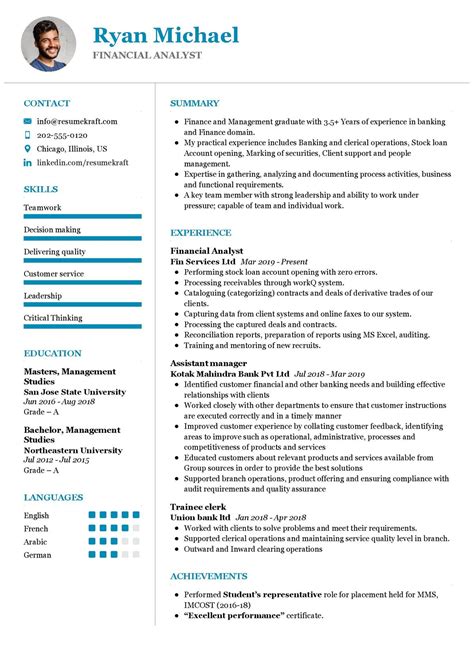 Financial Analyst Cv Sample In Resumekraft