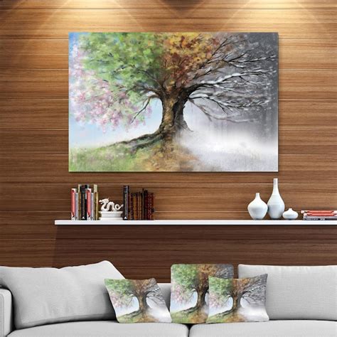 Designart Tree With Four Seasons Tree Painting Metal Wall Art In The Wall Art Department At