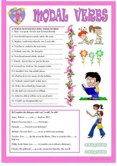 They do not take an s on the third person singular. MODAL VERBS worksheet - Free ESL printable worksheets made ...