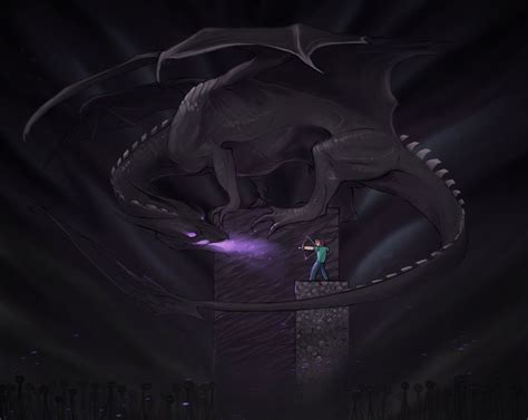 Ender Dragon At The Final Battle In The End Minecraft Pinterest