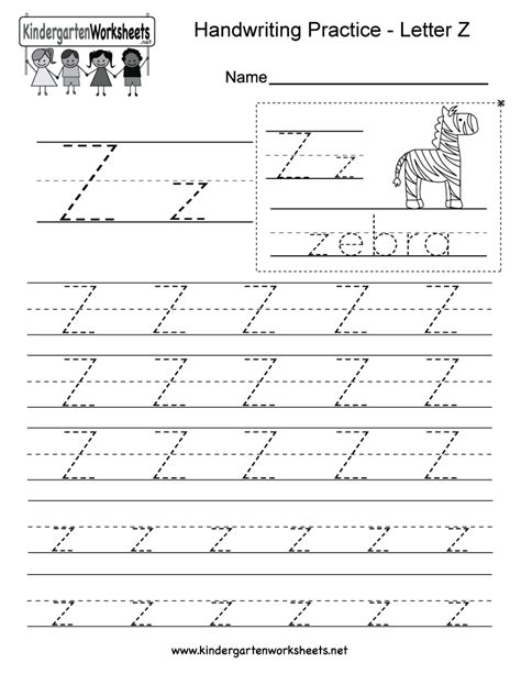 Free Printable Letter Z Writing Practice Worksheet