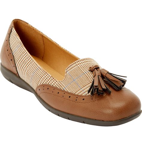 Comfortview Womens Wide Width The Aster Flat Shoes 10 Ww Brown
