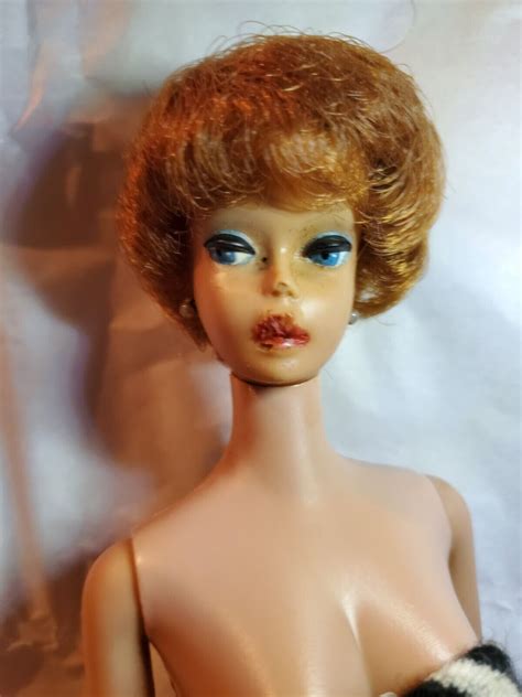 Vintage Mattel Barbie Doll Bubble Cut Titian Red Hair Striped Swimsuit Ebay