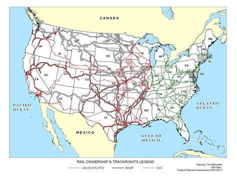 Us Freight Railroad Map Us Freight Train Map Northern America