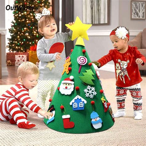 Ourwarm 3d Felt Christmas Tree With Ornaments New Year Ts For Kids