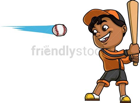 Little Boy Playing Baseball Cartoon Clipart Vector Friendlystock