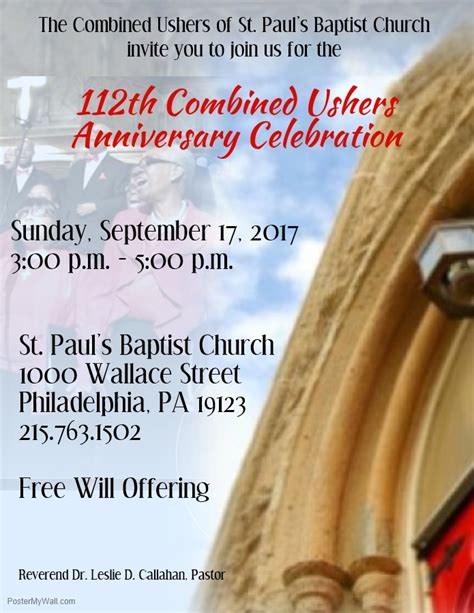 112th Combined Ushers Anniversary Celebration September 17 At 3pm