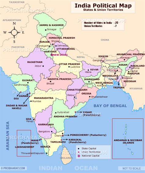 Political Map Of India With States And Capitals And Union Territories