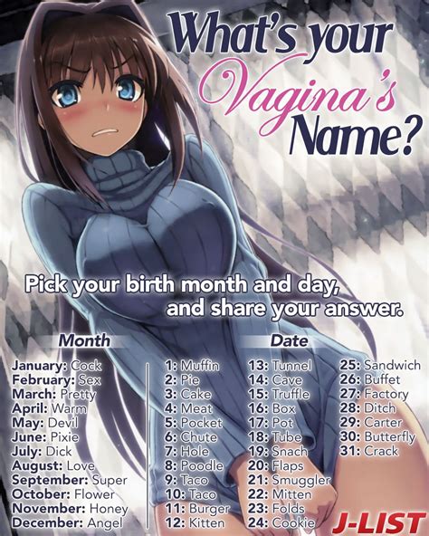J List On Twitter Heres An Anime Version Of The Whats Your Vagina