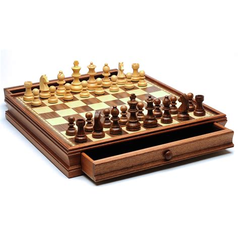 French Staunton Chess And Checkers Set Weighted Pieces Brown And Natural