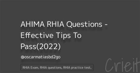 Ahima Rhia Questions Effective Tips To Pass2022 Crieit