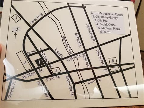 Map of downtown Rochester, NY indicating location of City Center