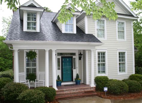 Taupe And Cream Exterior House Teal Door Color Ideas