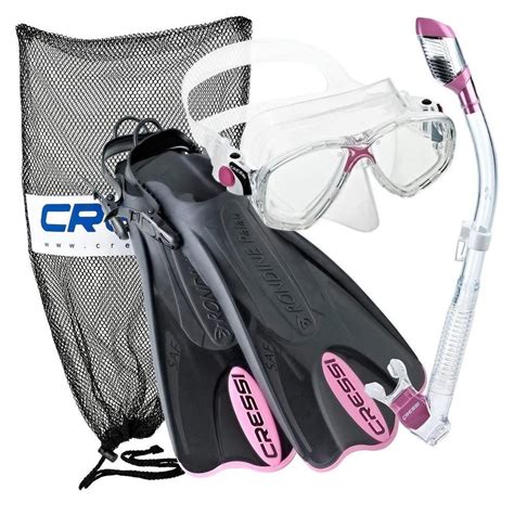 Cressi Palau Mask Fin Snorkel Set With Snorkeling Gear Bag Pink Sm Mens Snorkeling Gear