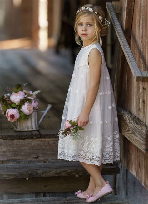 Emory Flower Girl Ivory Dress Think Pink Bows White Flower Girl