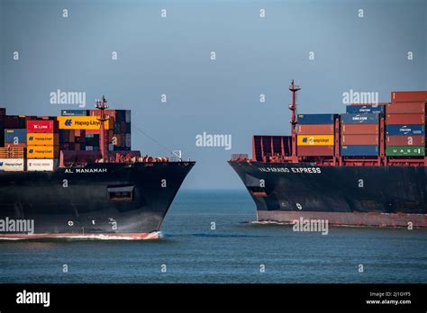 Container Cargo Ship Al Manamah Owned By Hapag Lloyd And Valparaiso