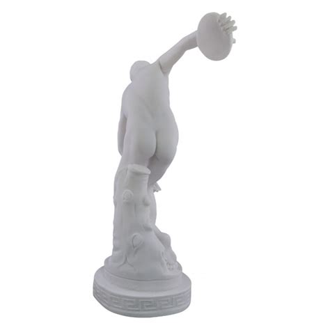 Discobolus Discus Thrower Nude Male Athlete Greek Roman Cast Marble Statue Sculpture
