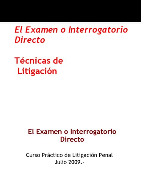 El Examen O Interrogatorio Directo Pdf Testigo