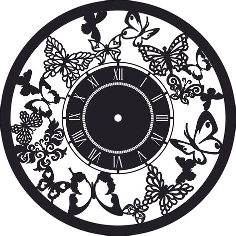 Butterfly Wall Clock Home Decor Free Dxf File Free Download Dxf Patterns