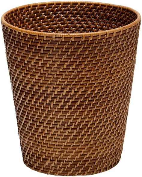 Kouboo Round Rattan Waste Basket Honey Brown Amazonca Tools And Home