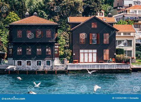 Traditional And Modern Mansions On The Bosporus Strait Waterside