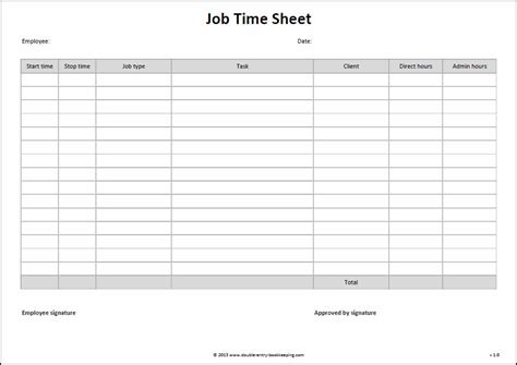 More time worksheets below the ad. Job Time Sheet Template | Double Entry Bookkeeping