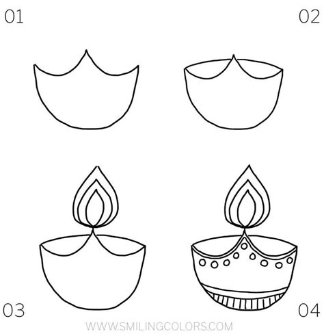 How To Draw A Diya In 4 Easy Steps With Free Printable Guide Smiling