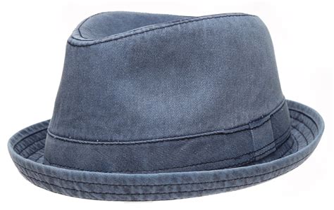 Mens Denim Washed Cotton Casual Vintage Style Fedora Hat Navylargex