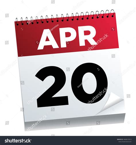 April 20th On Calendar Page Illustrated Stock Vector Royalty Free