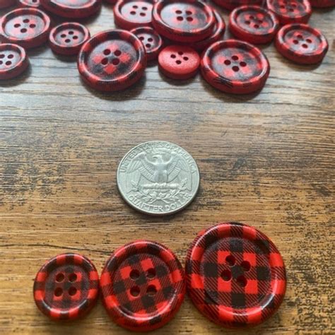 Plaid Buttons Etsy